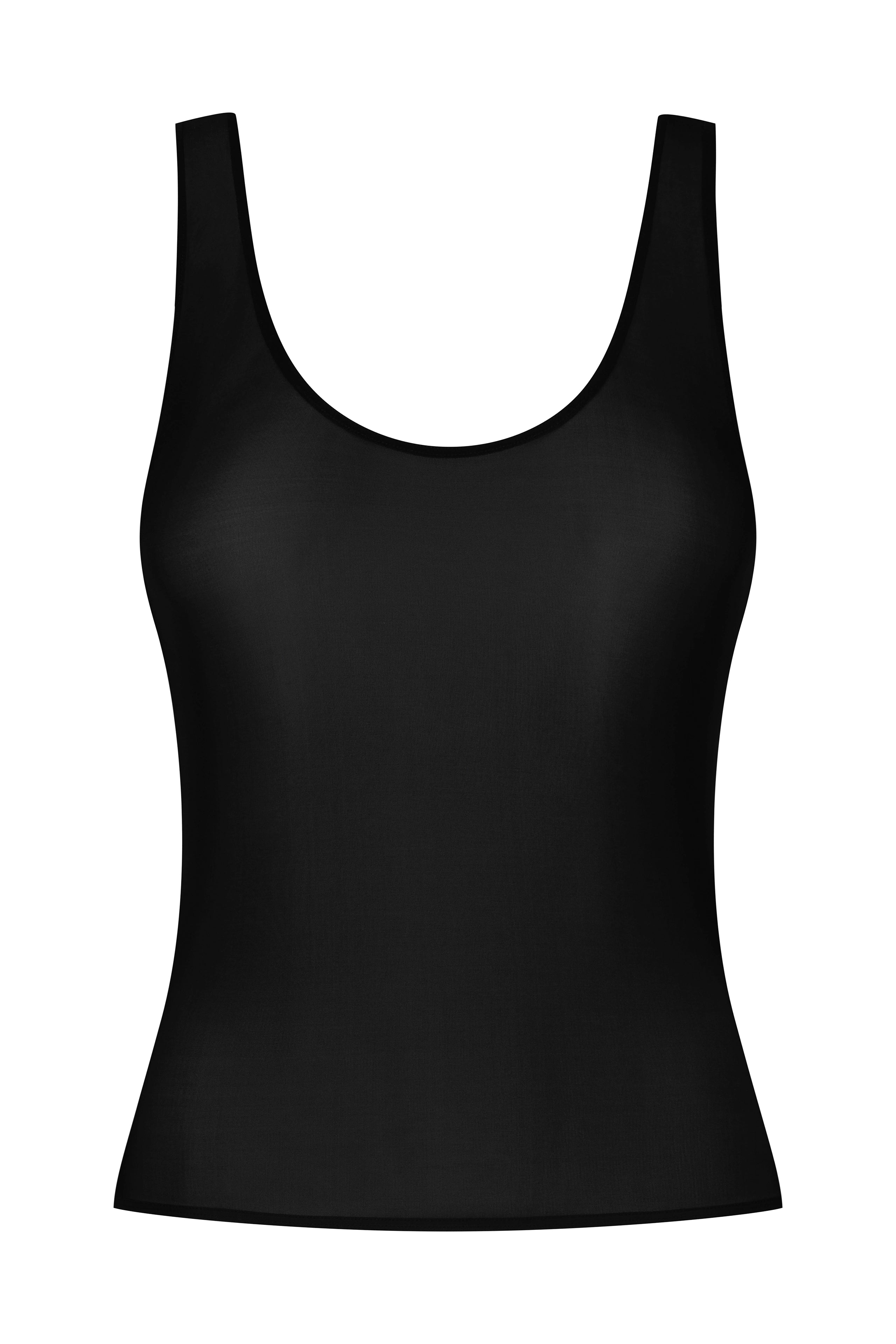 Black semi sheer tank top