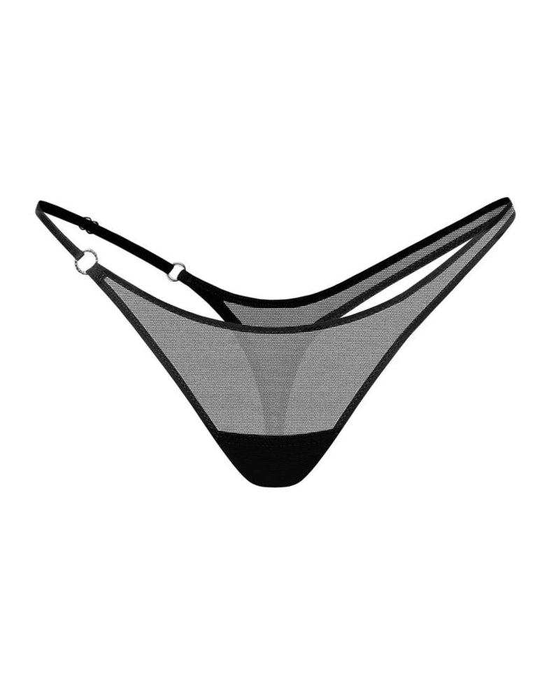 Black mesh panties with metal details
